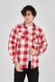 Marchè Bien Men's Lumberjack Shirt Long Sleeve Plaid Pattern Regular Fit Cuffed Double - Pink - 7