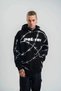 Men's Hooded Foil and Panel Printed Hoodie Sweatshirt- Black