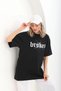 Marchè Bien Women's Short Sleeve Summer T-Shirt Crew Neck Printed Oversize T-Shirt - Black - 7