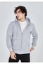 Men's 3 Thread Cotton Hooded Full Zipper Hoodie Sweatshirt with Pockets - Gray - 4