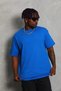 Marchè Bien Men's Plain Summer Short Sleeve T-Shirt Crew Neck Oversize T-Shirt - Blue - 2
