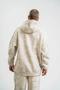Men's 3-Thread Cotton Oversize Hooded Washed Sweatshirt Hoodie - Cream - 7