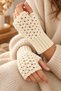Women's Fingerless Cream Knitted Gloves Hand Knitted Winter Warm Gloves for Daily Use