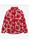 Çi̇çekli̇ Teddy Ribbed Stand Collar Oversize Plush Jacket with Full Zipper - Mzr - 3