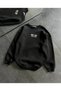 Women's Crew Neck 3 Thread Cotton Printed Oversize Sweatshirt - Black - 2