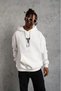 Marchè Bien Berkek 3 İplik Pamuklu Kapüşonlu Baskılı Cepli Oversize Sweatshirt Hoodie - Eyaz