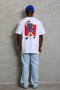 Men's Printed T-Shirt Short Sleeve Crew Neck Oversize T-Shirt - White