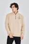 Marchè Bien Men's Half Zipper Printed 3 Thread Cotton Sweatshirt - Beige - 3
