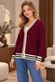 New Season Women's Sports Striped Buttoned Knitwear Cardigan - 3