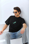 Men's Short Sleeve Summer T-Shirt Crew Neck Printed Oversize T-Shirt - Black - 6