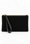 Women's Brown Plush Wristlet Bag with Zipper, Soft Textured Portfolio & Clutch Bag