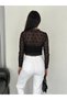 Women's Lace Long Sleeve Blouse - Black - 4