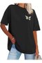 Women's Printed T-Shirt Short Sleeve Crew Neck Oversize Comfortable Fit T-Shirt - Black - 6