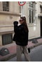 Marchè Bien Women's Plush Stylish Coat with Snap Detail - Black - 5