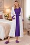 Mecit 6415 Purple Women's Plus Size Dressing Gown Pajamas Nightgown Set - 2