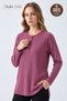 Women's Winter Twisted Patterned 4-Button Knitwear Look Mother's Combed Cotton Blouse - 2