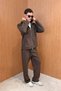 Men's Double Face Basic Hooded Set in Brown Color - 3