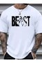 Marchè Bien Men's Printed T-Shirt Short Sleeve Crew Neck Oversize T-Shirt - White