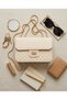Cream Quilted Faux Leather Gold Chain Shoulder Bag 23×16 cm - 2