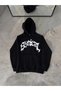 Marchè Bien Men's Hooded Sweatshirt with Kangaroo Pocket, 3-Thread Cotton Printed Hoodie - Black
