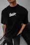Men's Short Sleeve Summer T-Shirt Crew Neck Printed Oversize T-Shirt - Black - 4