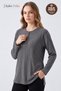Women's Winter Twisted Patterned 4-Button Knitwear Look Mother's Combed Cotton Blouse - 2
