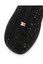 Women's Black Crystal Stone Printed Gold Heel Detailed Casual Loafer Shoes - 3