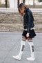 2 Pairs of Bad Girl Written Striped Above-Knee Women's Socks - 5