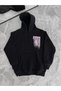 Men's Hooded Sweatshirt with Kangaroo Pocket, 3 Thread Cotton Printed Hoodie - Black - 3