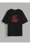 Women's Printed Oversized Short Sleeve T-Shirt - Black - 2