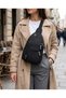 Women's Black Parachute Fabric Cross Shoulder Bag with 5 Zippered Compartments 20X29 cm