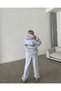 Marchè Bien Women's Embroidered 3 Thread Cotton Sweat Top and Bottom Set - Gray - 4
