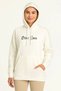 Marchè Bien Women's Hooded Sweatshirt with Kangaroo Pocket, 3-Yarn Cotton Printed Hoodie - White - 5