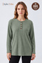 Women's Winter Twisted Patterned 4-Button Knitwear Look Mother's Combed Cotton Blouse