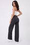 Women's Matte Leather Look Leggings with Fleece Inside, High Waist, Slimming, Wide Leg, Winter