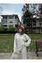 Marchè Bien Women's Collared Knitwear Double Top and Bottom Set - White - 4