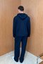 Men's Double Face Basic Hooded Set Navy Blue - 5