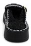 Women's Black Fur-Lined Suede Look Thick Sole Winter Slippers - 8
