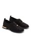 Women's Black Crystal Stone Printed Gold Heel Detailed Casual Loafer Shoes