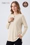 Women's Winter Twisted Patterned 4-Button Knitwear Look Mother's Combed Cotton Blouse - 2