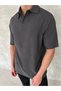 Marchè Bien Men's Polo Neck T-Shirt with Pockets Short Sleeve Summer T-Shirt - Anthracite - 3