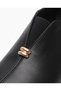 Women's Black Colored Gold Heel Detailed Casual Loafer Shoes - 5