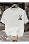 Marchè Bien Men's T-Shirt Rabbit Printed Short Sleeve T-Shirt - White - 2