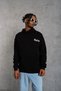 Men's Hooded Sweatshirt with Kangaroo Pocket, 3 Thread Cotton Printed Hoodie - Black
