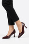 Horesal crocodile detailed women's low heeled stiletto burgundy crocodile - 3