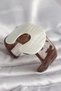 Brown Marble Pattern Acrylic Plastic Silver Plate Model Vintage Women's Bracelet
