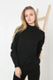 Marchè Bien Women's Half-Throat Knitwear Soft Textured Cotton Long Sleeve Sweater - Black - 3
