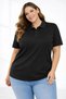 Marchè Bien Women's Oversized T-Shirt Polo Collar Pique Fabric Short Sleeve T-Shirt - Black - 3
