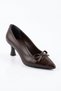 Ralser front bow croc detailed women's low heeled stiletto coffee croc - 6