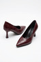 Horesal crocodile detailed women's low heeled stiletto burgundy crocodile - 6